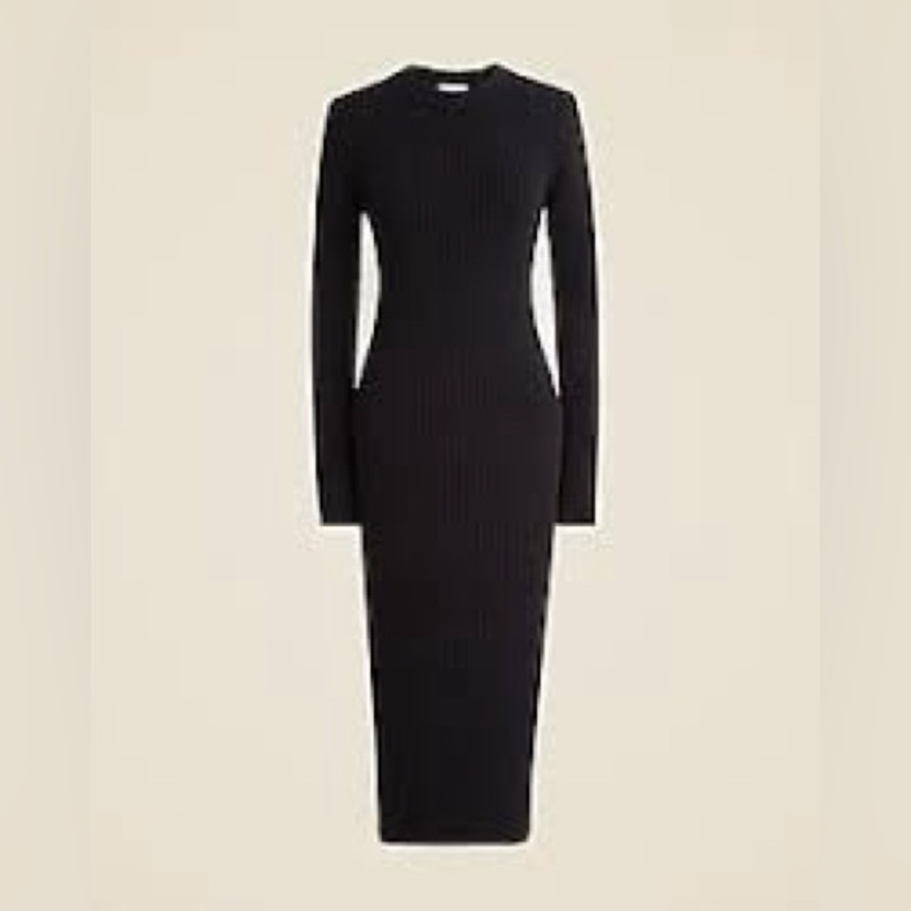 Elegant Black Ribbed Knit Dress